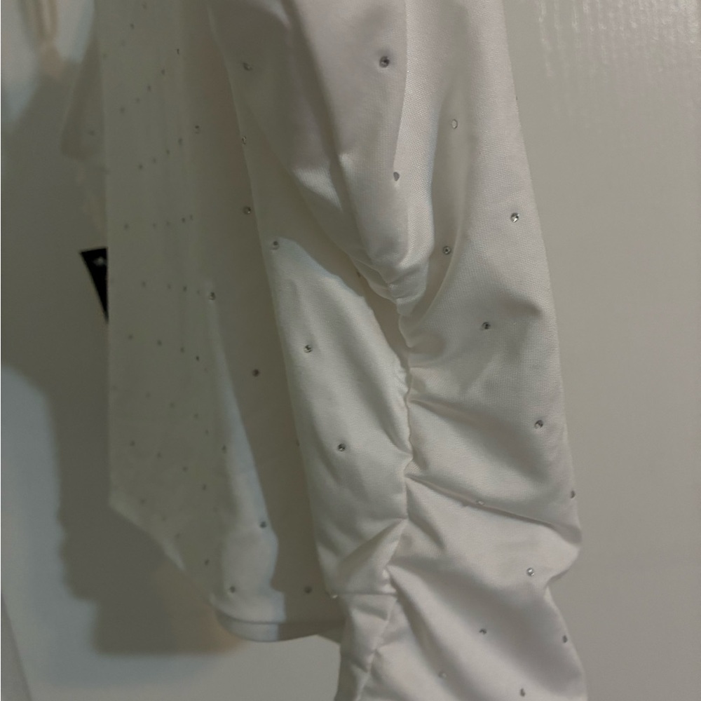 Almost Famous White Top with Rhinestone Details